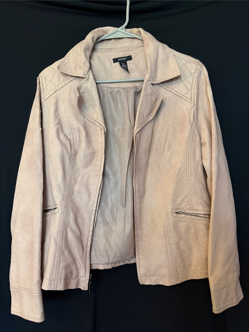 Alfani Blush Pink Suede Moto-Style Jacket